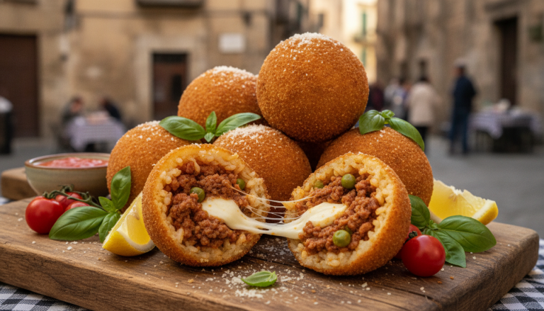 découvrez nos arancini siciliens authentiques, de savoureuses boulettes de riz farcies à l'italienne, parfaites pour un goût traditionnel et gourmand.
