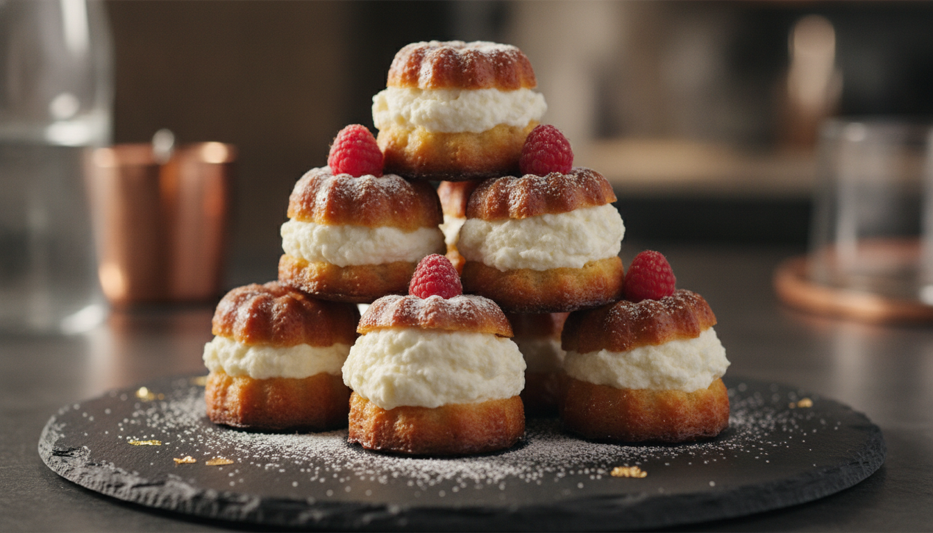 découvrez une recette gourmande et originale de cannelés revisités en profiteroles au fromage frais, alliant douceur et fraîcheur pour un dessert unique.