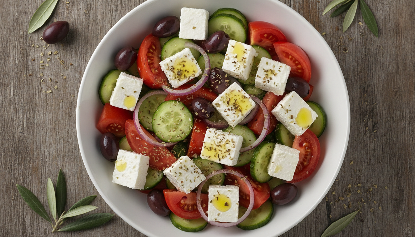 découvrez notre recette facile de salade grecque au fromage de brebis, un délice méditerranéen frais et savoureux parfait pour vos repas légers et gourmands.