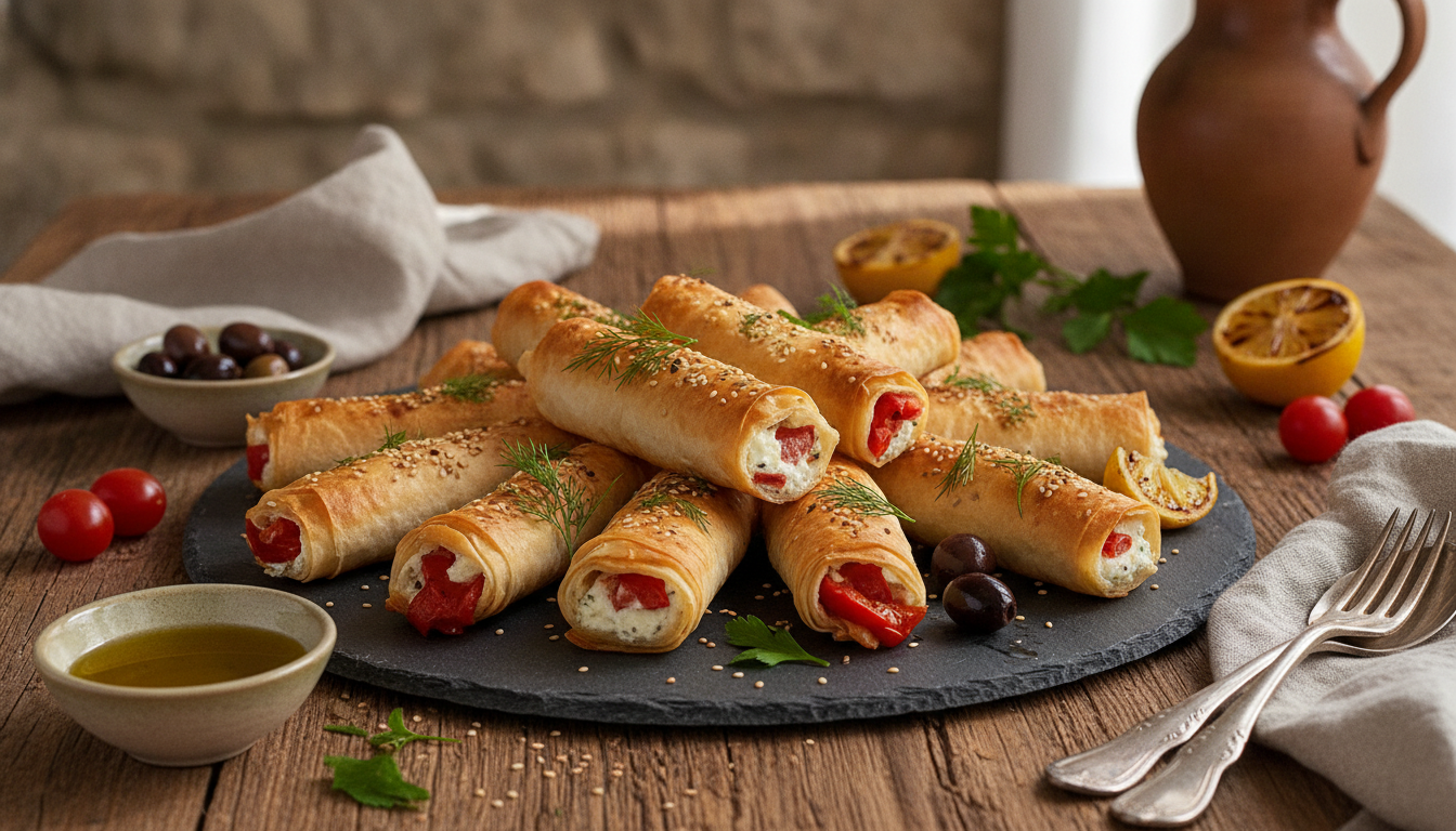savourez nos roulés fondants au fromage de brebis et poivrons grillés, un délice apéritif gourmand et facile à préparer pour vos moments conviviaux.