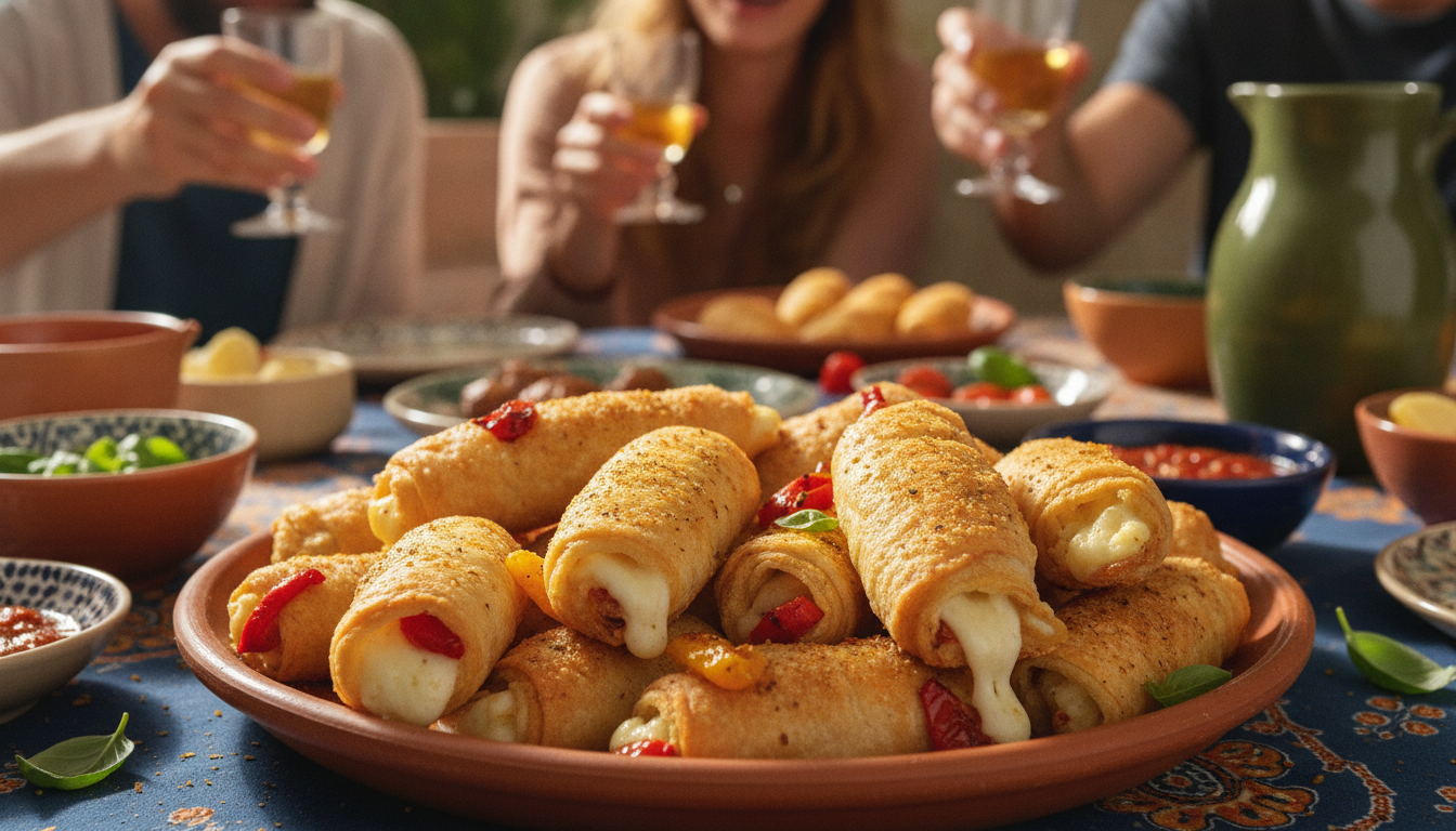 savourez nos roulés fondants au fromage de brebis et poivrons grillés, un délice apéritif parfait pour surprendre vos invités avec des saveurs authentiques et gourmandes.