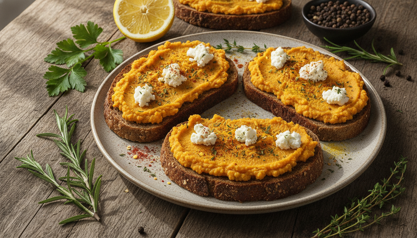 découvrez une recette savoureuse de tartines gourmandes aux lentilles corail et fromage frais, parfaites pour un déjeuner croquant et délicieux.