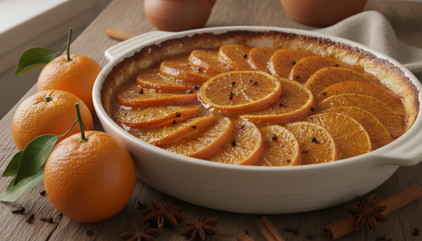 découvrez notre recette de délice d'oranges épicées, un gratin léger, sucré et facile à préparer pour un dessert savoureux et rapide.