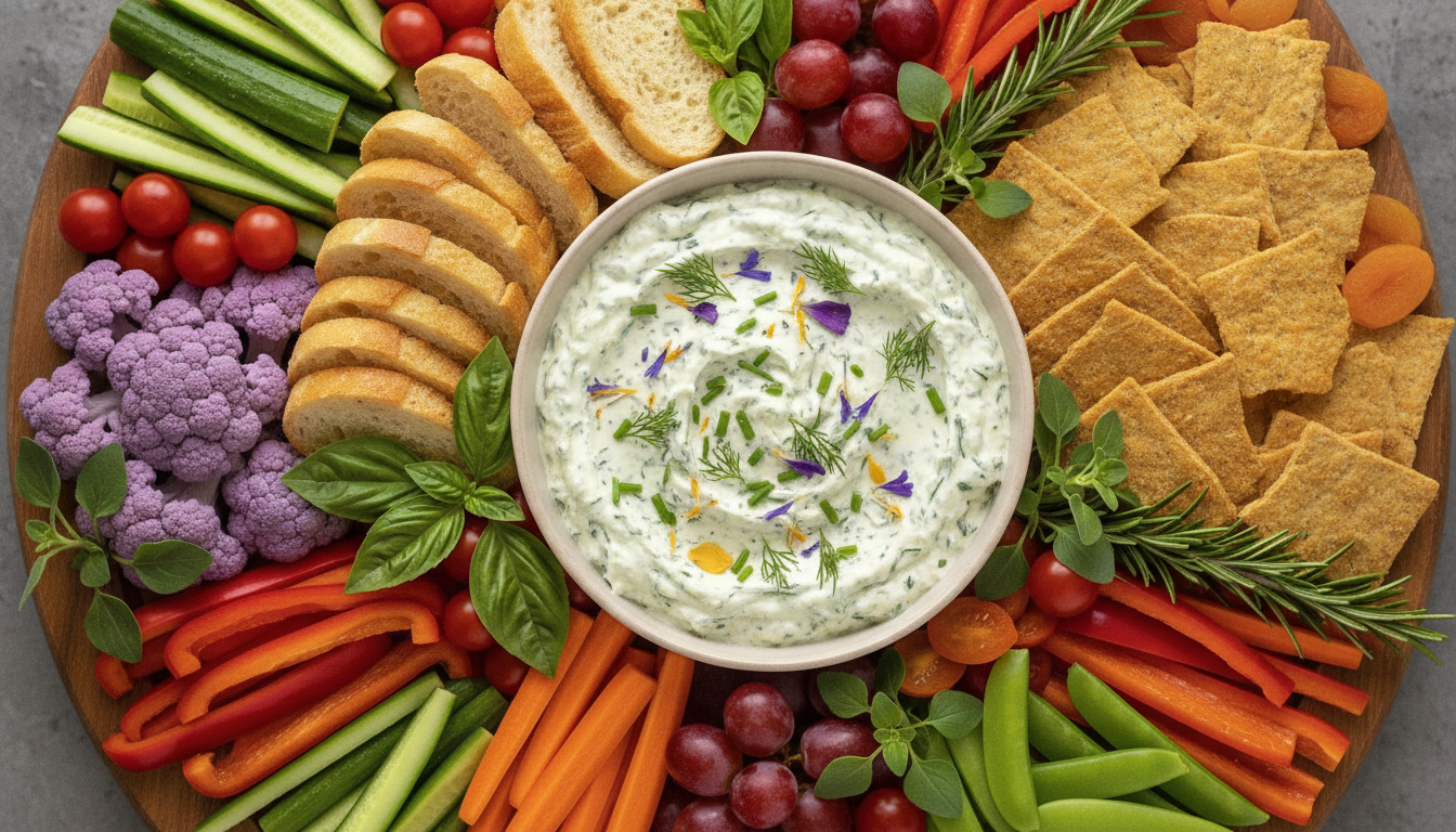 découvrez un dip frais et savoureux alliant herbes aromatiques et fromage de chèvre onctueux, parfait pour vos apéritifs gourmands et moments conviviaux.