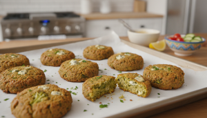 savourez nos falafels gourmands aux pois chiches et brocolis, délicatement nappés de fromage bleu fondant pour un repas riche en saveurs.