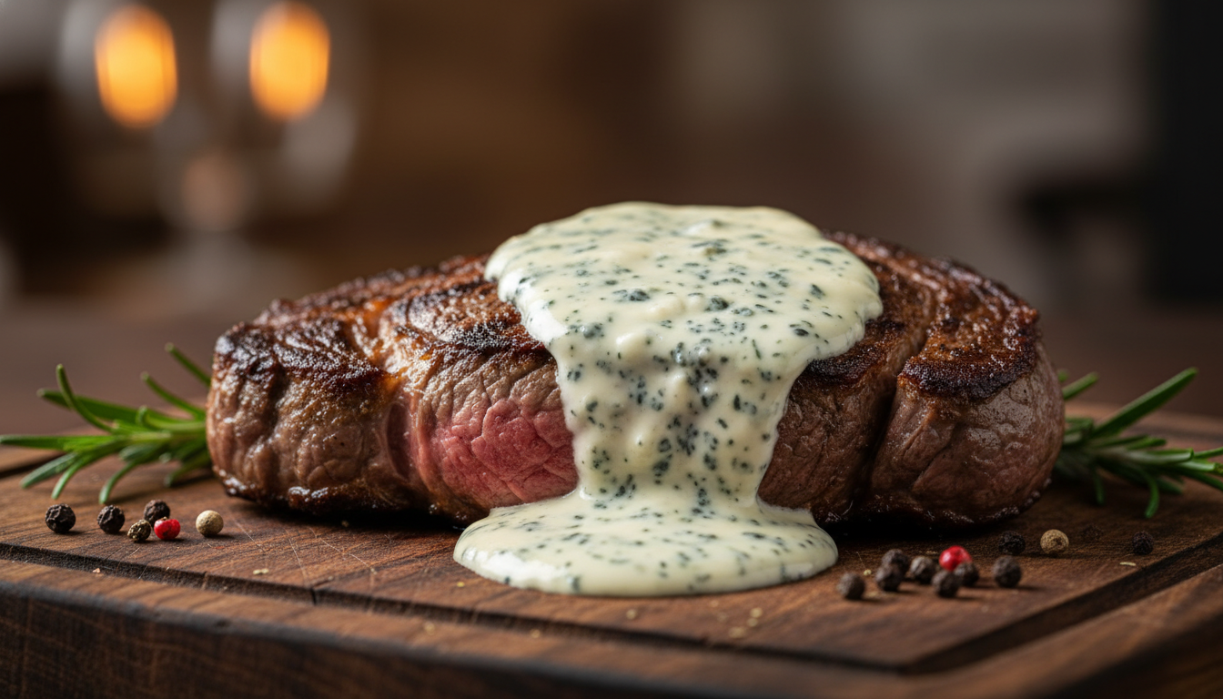 découvrez notre recette gourmande d'entrecôte nappée d'une onctueuse sauce au saint agur, pour un repas savoureux et plein de caractère.