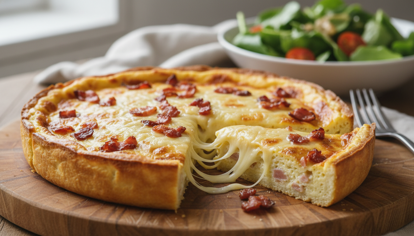 découvrez notre délicieuse quiche sans pâte, garnie de fromages fondants et de lardons croustillants, pour une recette savoureuse et légère parfaite en toutes occasions.