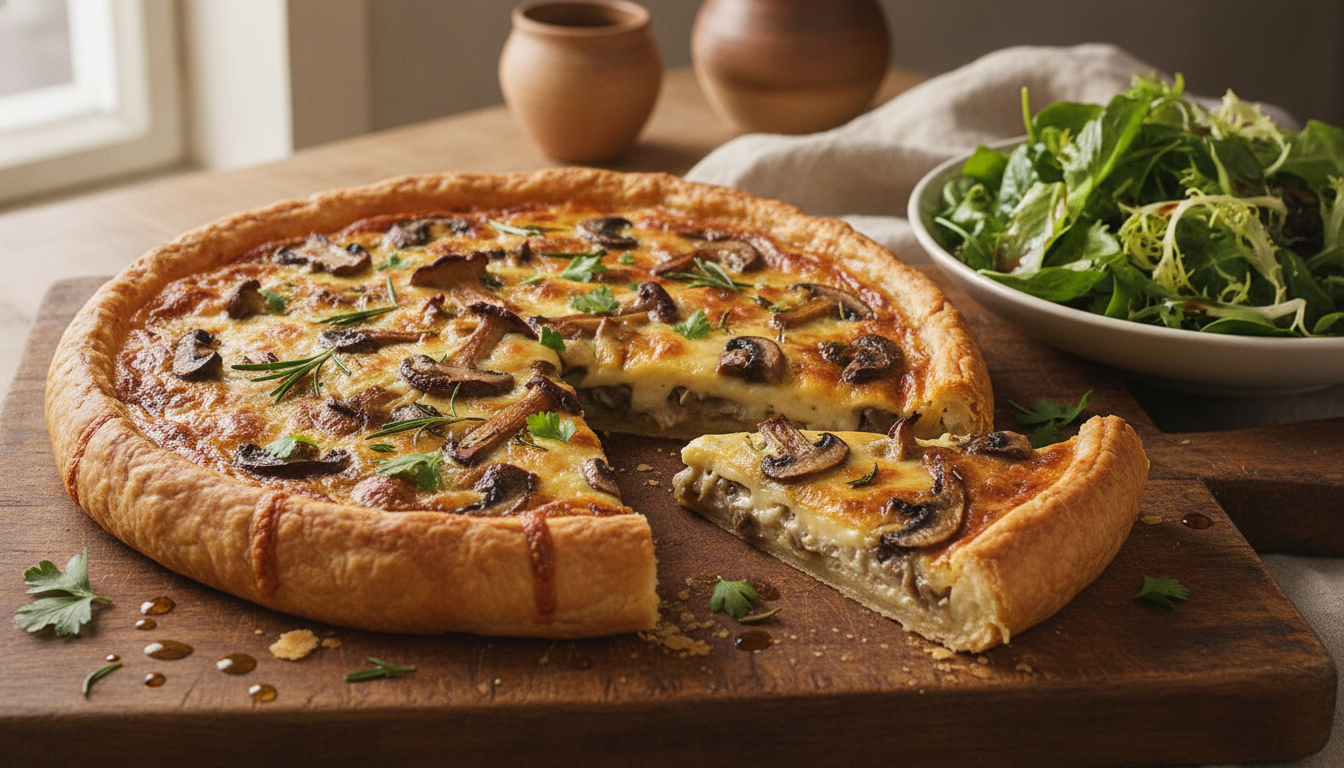 découvrez notre délicieuse tarte gourmande aux champignons et au fromage fondant, parfaite pour un repas savoureux et réconfortant. facile à réaliser et pleine de saveurs.