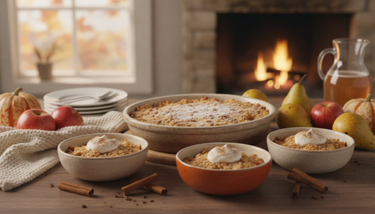 découvrez notre recette simple et gourmande de crumble léger aux pommes et poires, délicatement parfumé à la cannelle pour un dessert savoureux et réconfortant.