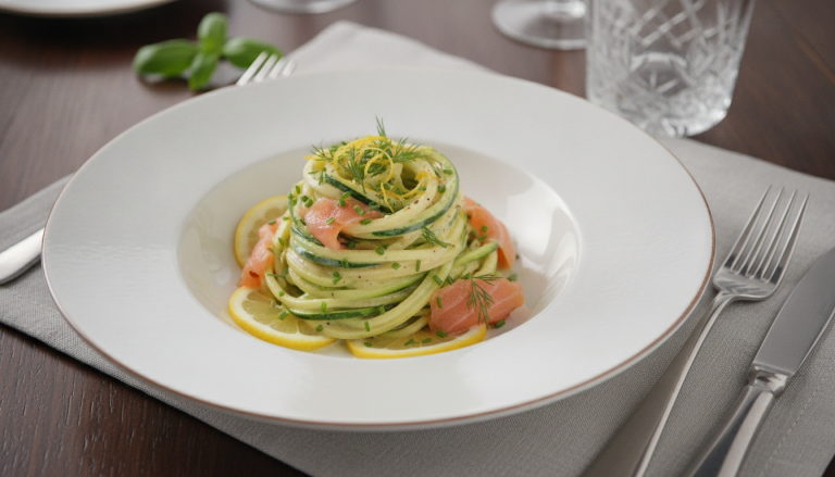 découvrez une recette savoureuse de spaghettis aux courgettes et saumon fumé, sublimés par une sauce onctueuse au chèvre frais, idéale pour un repas gourmand et léger.