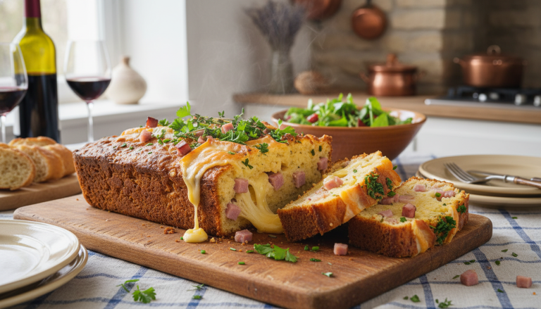 découvrez notre recette facile et gourmande de cake au jambon, herbes fraîches et fromage à raclette, parfaite pour un repas savoureux et convivial.