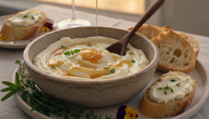 découvrez la recette gourmande du dip au fromage de chèvre, miel doré et estragon frais, une délicieuse préparation facile à réaliser pour vos apéritifs et moments conviviaux.
