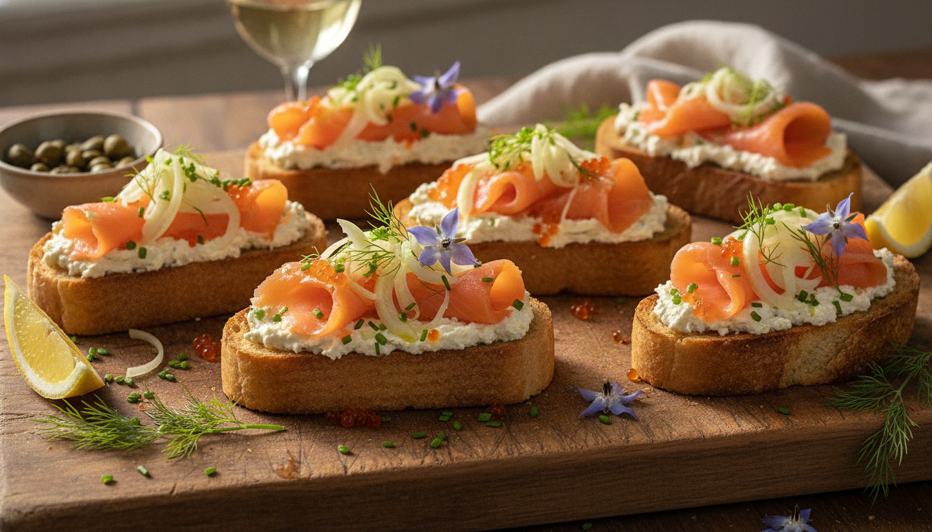 découvrez notre recette incontournable de toasts au saumon fumé, fenouil croquant et fromage fondant, alliant saveurs délicates et texture parfaite pour un apéritif gourmand.