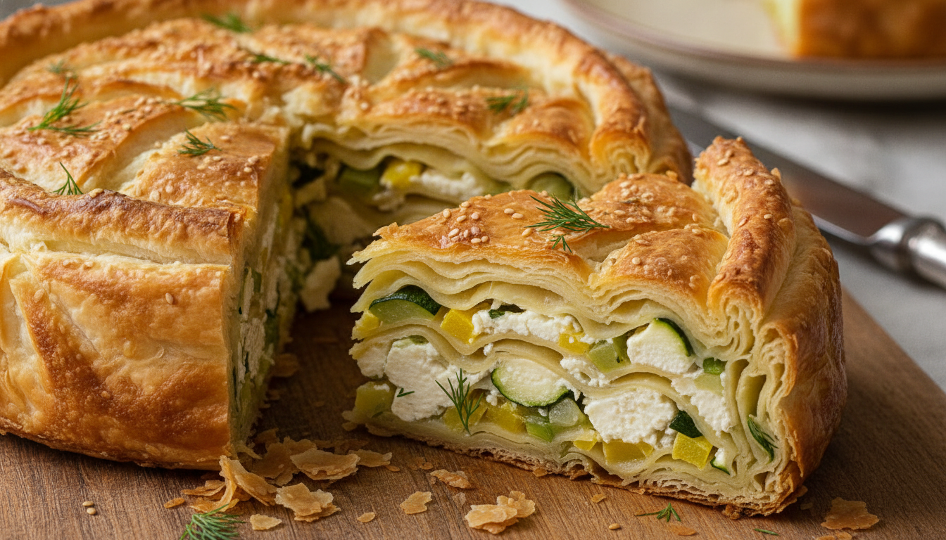 découvrez le crinkle cake courgette-feta, une délicieuse illusion feuilletée qui apporte élégance et saveur à votre buffet sans aucun effort.