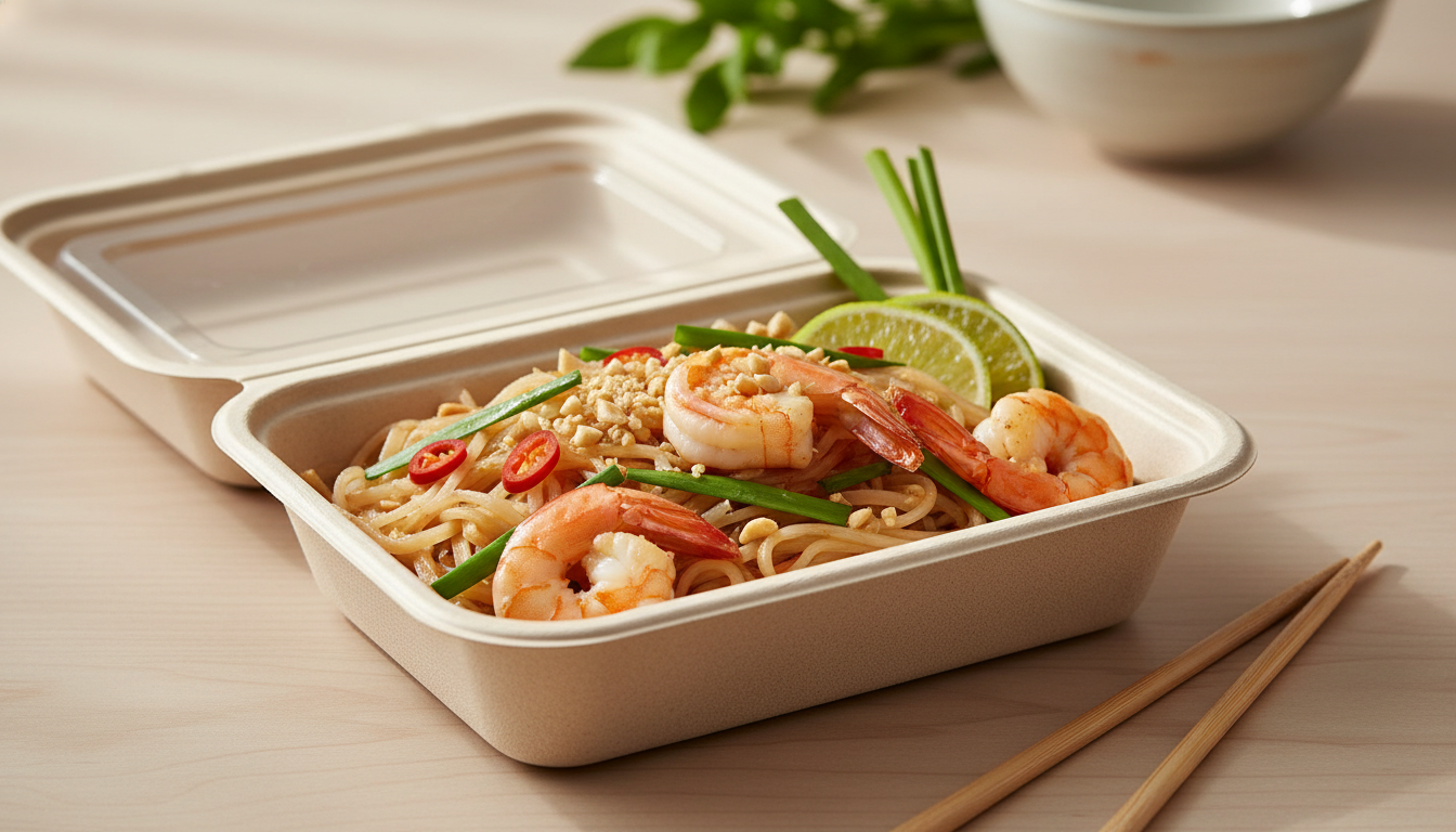 découvrez notre recette légère et pratique de pad thaï aux crevettes, parfaite pour un repas savoureux à emporter. facile à préparer et pleine de saveurs exotiques.