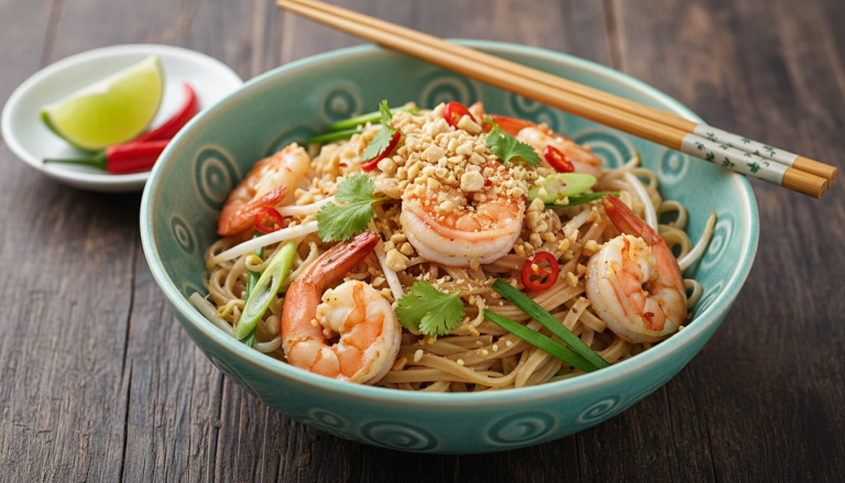 découvrez notre recette légère et savoureuse de pad thaï aux crevettes, parfaite pour un repas rapide à emporter. facile à préparer, équilibrée et pleine de saveurs authentiques.