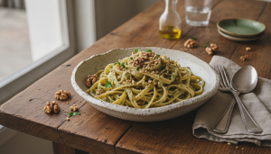 découvrez une recette savoureuse de pâtes gourmandes à la sauce légère d’ail et noix, alliant simplicité et goût pour un repas délicieux et équilibré.