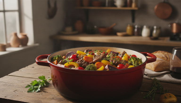 découvrez notre recette légère et savoureuse de casserole de bœuf aux légumes, parfaite pour un déjeuner équilibré et gourmand.