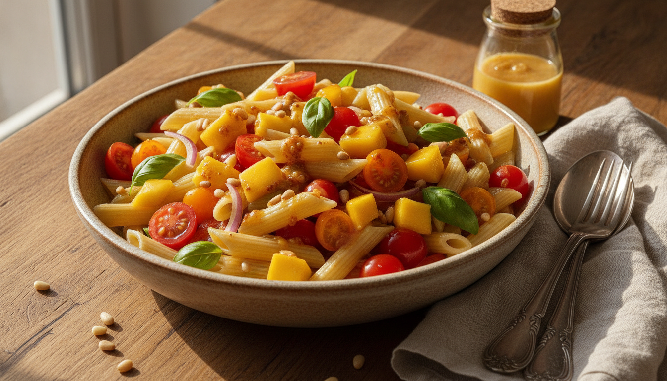 découvrez la recette originale de la salade de pâtes sucrée-salée signée talagani, un savoureux équilibre entre douceur et saveurs salées à déguster sans attendre.