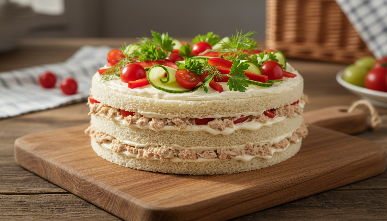 découvrez notre recette facile et savoureuse de sandwich cake au thon et crudités, une gourmandise fraîche et gourmande idéale à partager en famille ou entre amis.