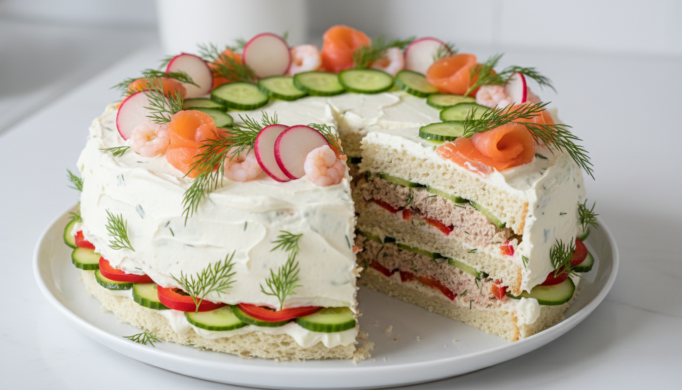 découvrez notre recette facile et gourmande de sandwich cake au thon et crudités, une délicieuse gourmandise fraîche et conviviale, parfaite pour partager en famille ou entre amis.