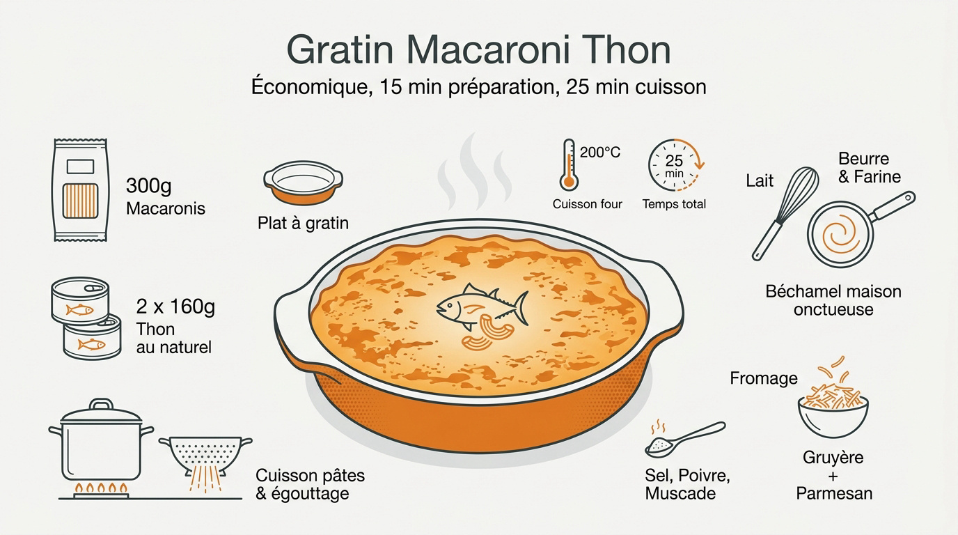 Gratin de macaronis au thon bien doré sortant du four