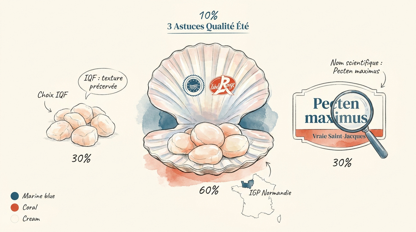 Noix de coquilles Saint-Jacques de Normandie prêtes pour la dégustation