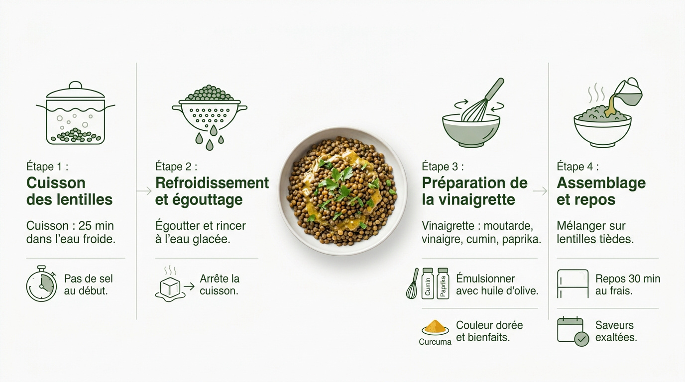 Salade de lentilles vertes du Puy avec vinaigrette au cumin et paprika fumé