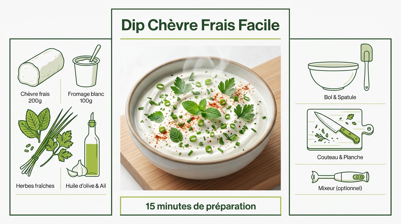 Dip crémeux au fromage de chèvre frais et herbes aromatiques pour l'apéritif