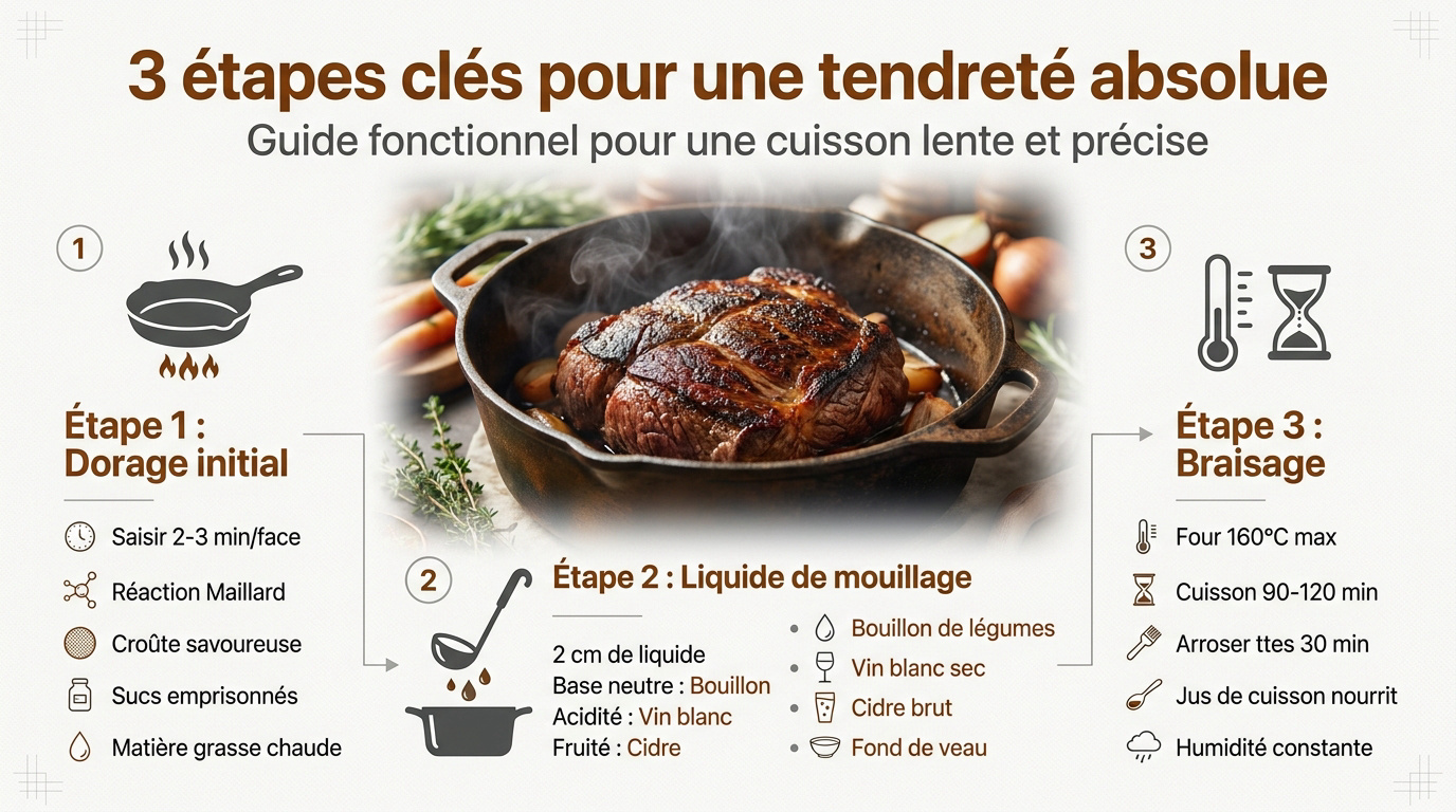 Rouelle de porc dorée en cocotte en fonte