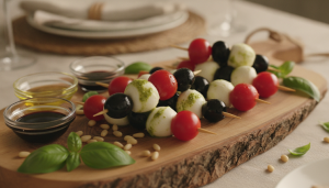 découvrez délice en brochette, une recette savoureuse alliant fromage frais onctueux et pesto aromatique pour un apéritif gourmand et raffiné.