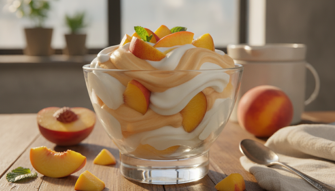 découvrez comment un simple mélange de pêches bien mûres et de yaourt glacé impressionne vos invités sans besoin de sorbetière. une recette facile et délicieuse à essayer !