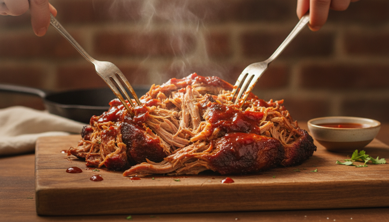 découvrez notre recette facile de porc effiloché au cookeo, accompagné d'une sauce barbecue maison savoureuse, parfaite pour un repas gourmand et rapide.