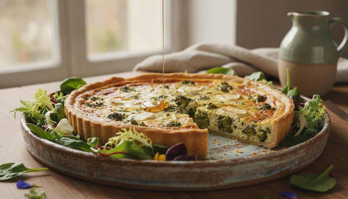 découvrez la quiche brocoli et chèvre, une recette savoureuse qui marie fraîcheur et douceur pour un régal gourmand et équilibré.