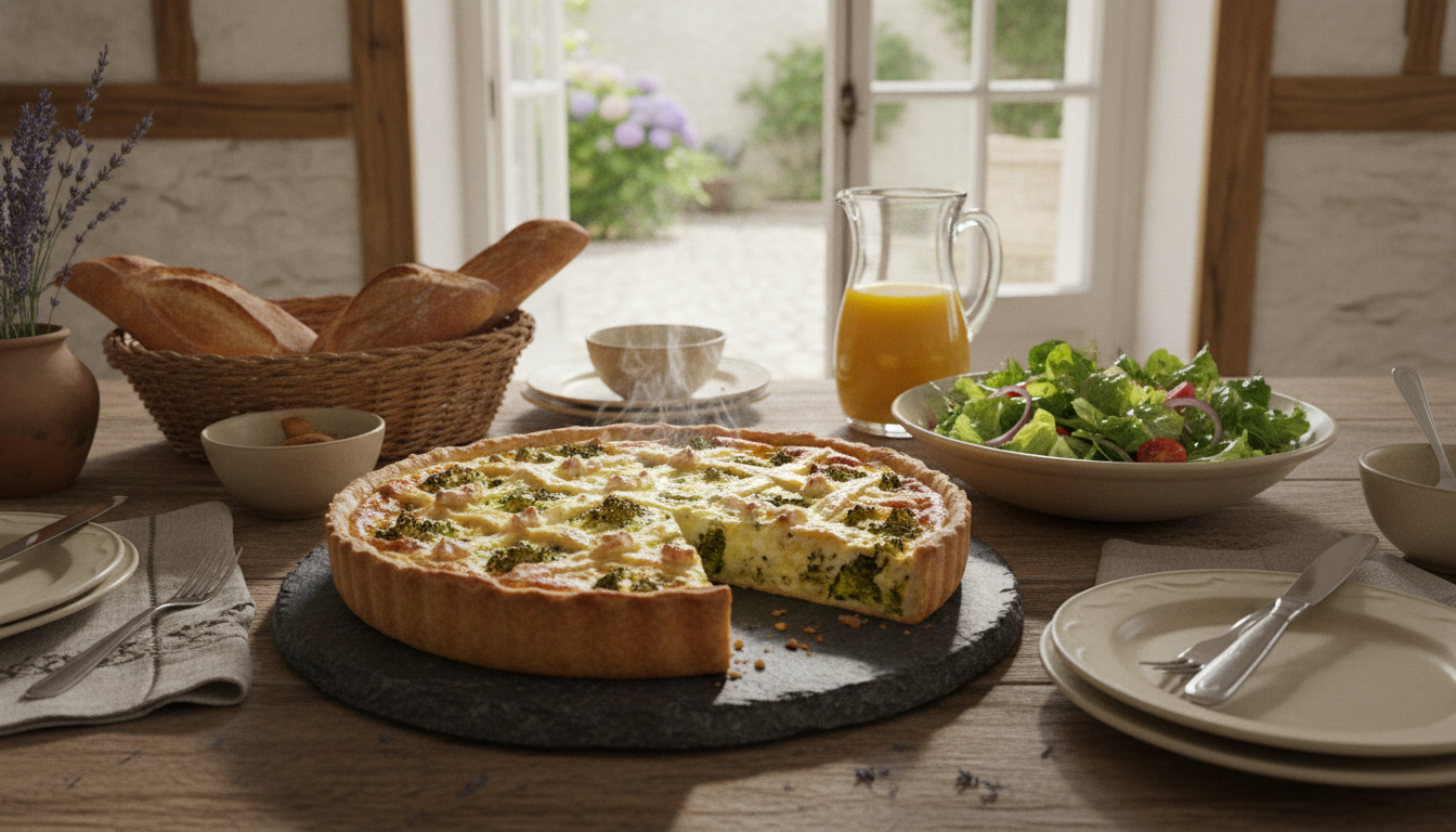 découvrez la recette savoureuse de la quiche brocoli et chèvre, une alliance parfaite pour réveiller vos papilles avec douceur et gourmandise.