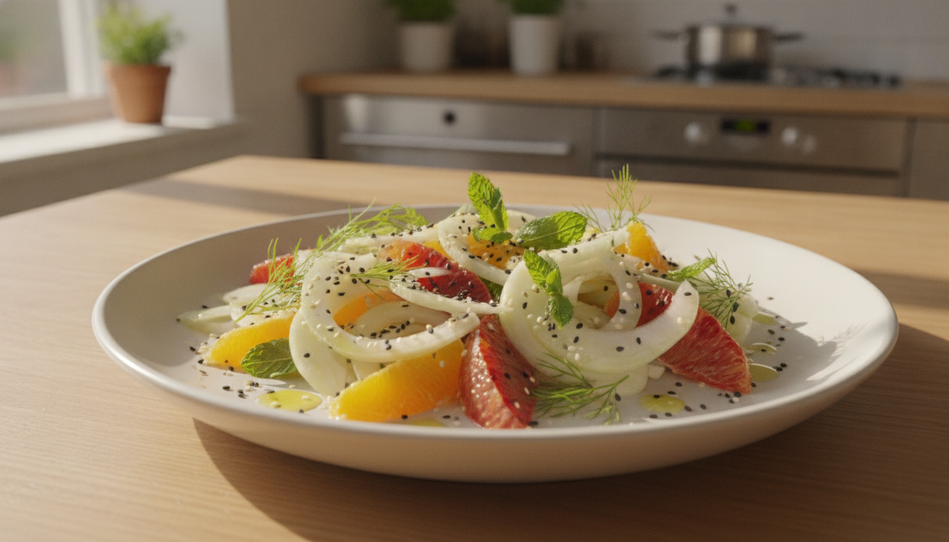 découvrez notre salade fraîche et audacieuse de fenouil cru, sésame et orange, une recette savoureuse et facile à adopter dès aujourd'hui pour un repas léger et vitaminé.