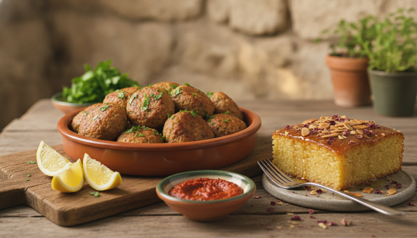 découvrez des saveurs méditerranéennes authentiques avec notre recette de boulettes de poisson à la marocaine accompagnées de la douceur sucrée de la basboussa, un dessert traditionnel irrésistible.