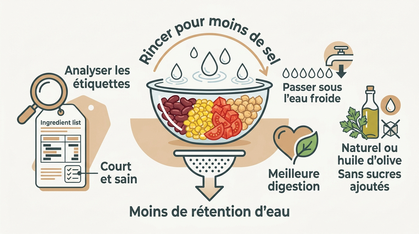 Assortiment de conserves saines pour des salades d'été rapides