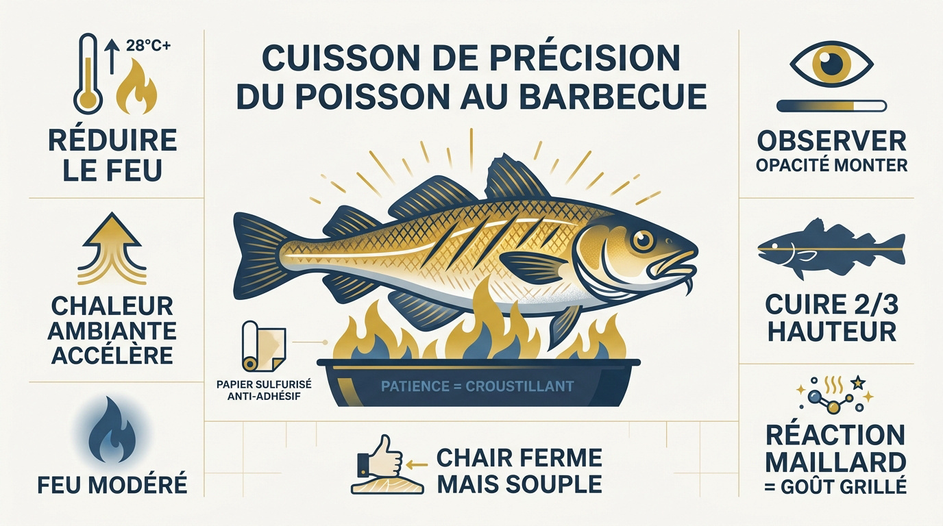 Dos de cabillaud en cours de cuisson à la poêle pour un résultat moelleux et nacré