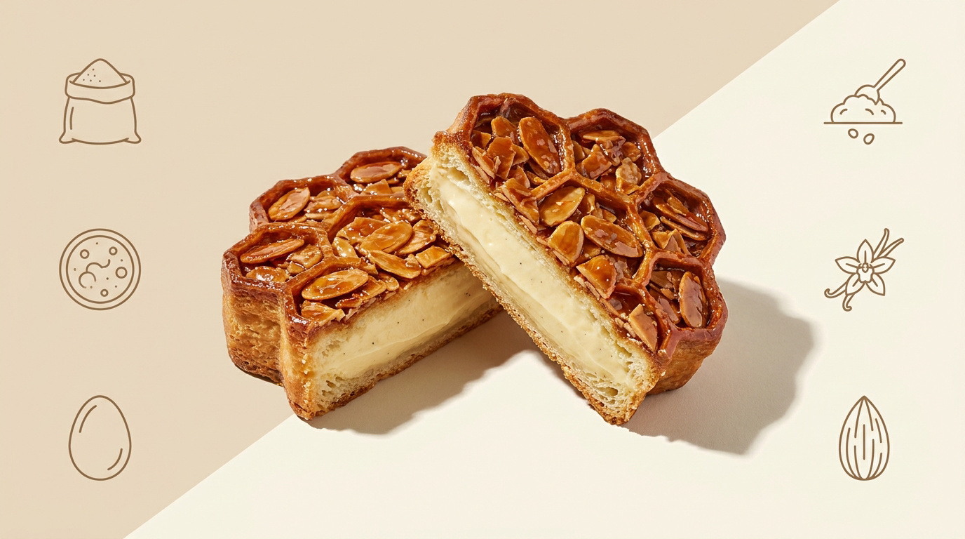 Gâteau nid d'abeille traditionnel aux amandes caramélisées et crème vanille