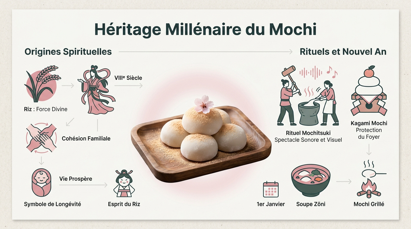 Fabrication traditionnelle du mochi lors d'une cérémonie japonaise