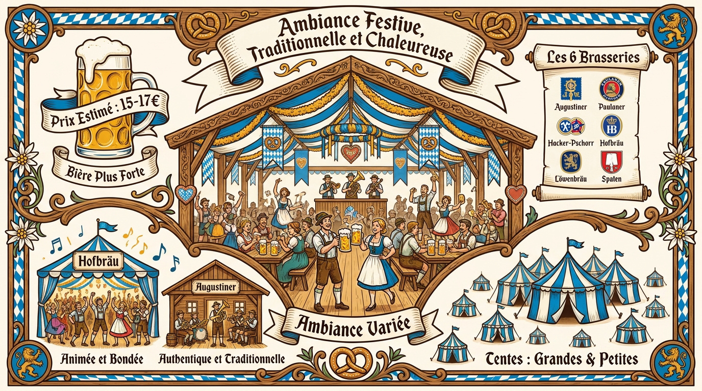 Infographie des six brasseries officielles de l'Oktoberfest de Munich