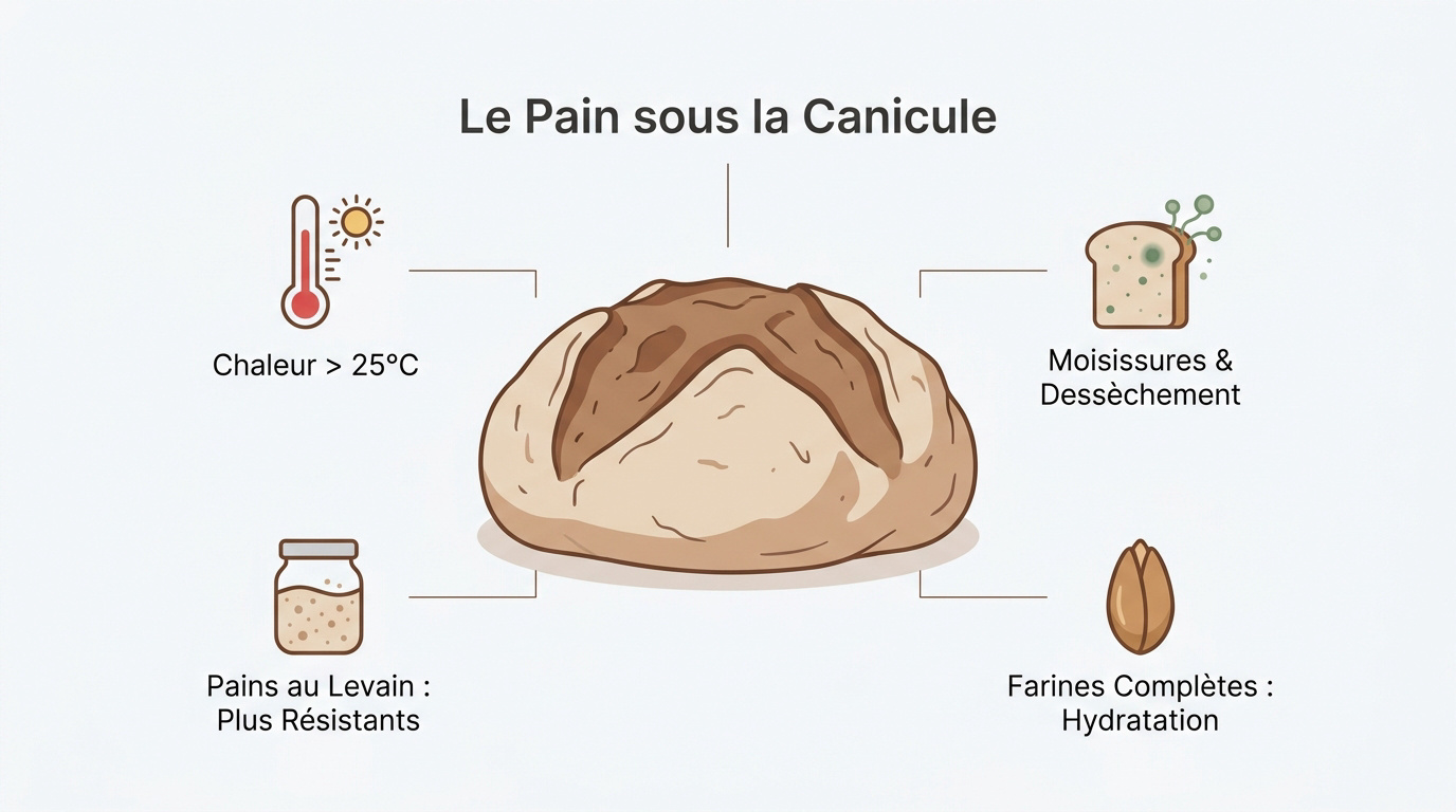 Pain artisanal exposé à la chaleur estivale et conseils de conservation