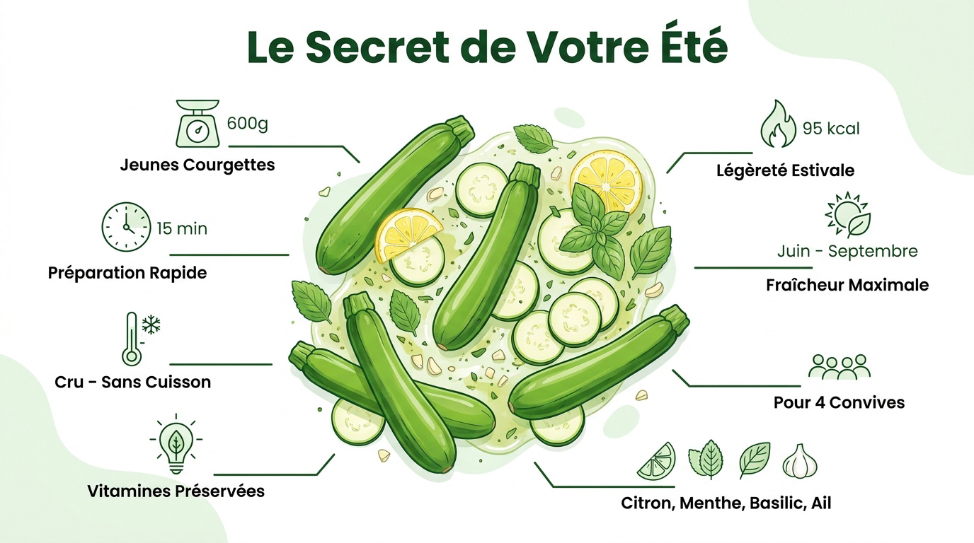 Salade de courgettes marinées aux herbes fraîches et citron