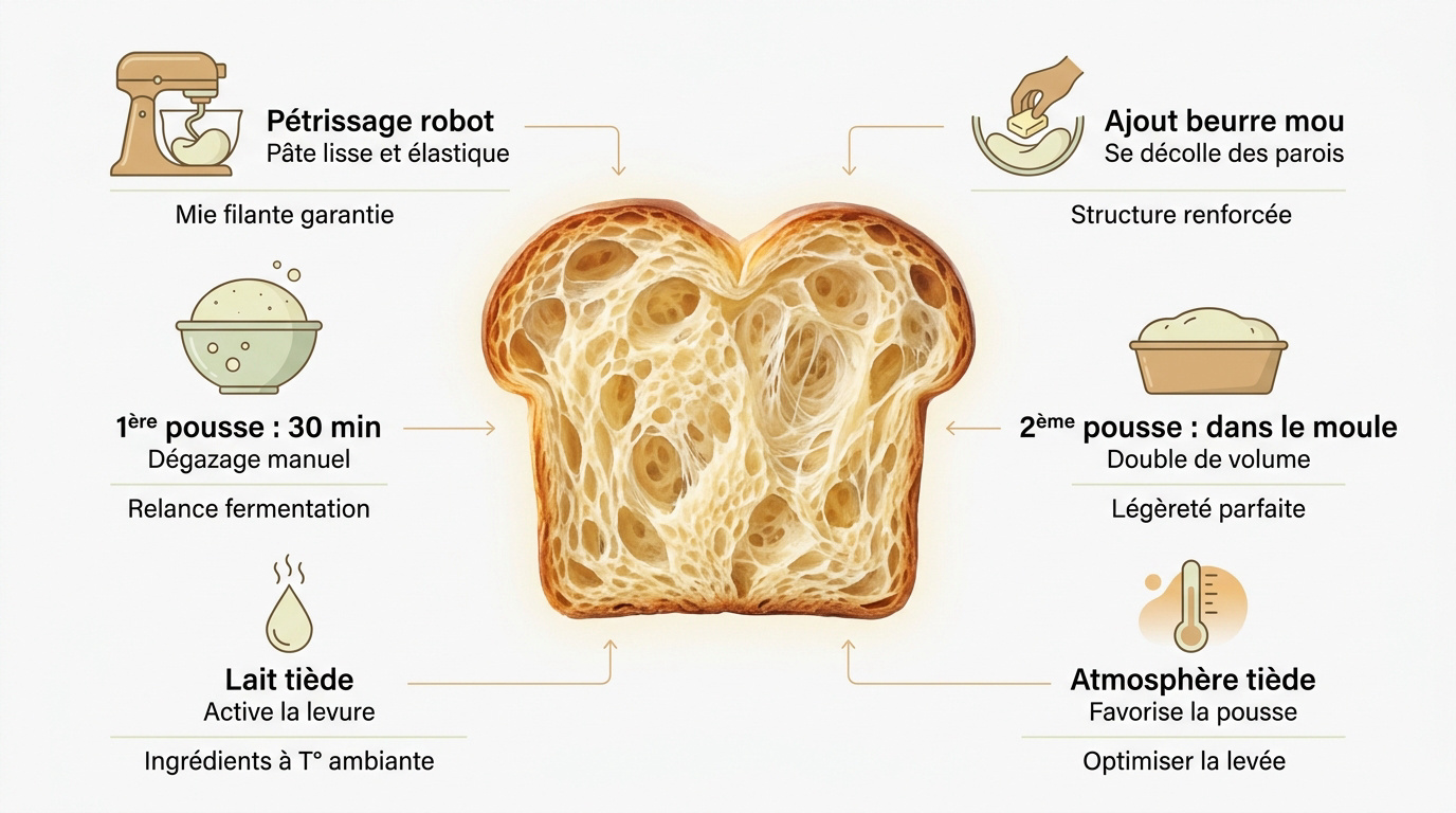 Pétrissage d'une pâte à brioche souple et élastique pour gâteau nid d'abeille
