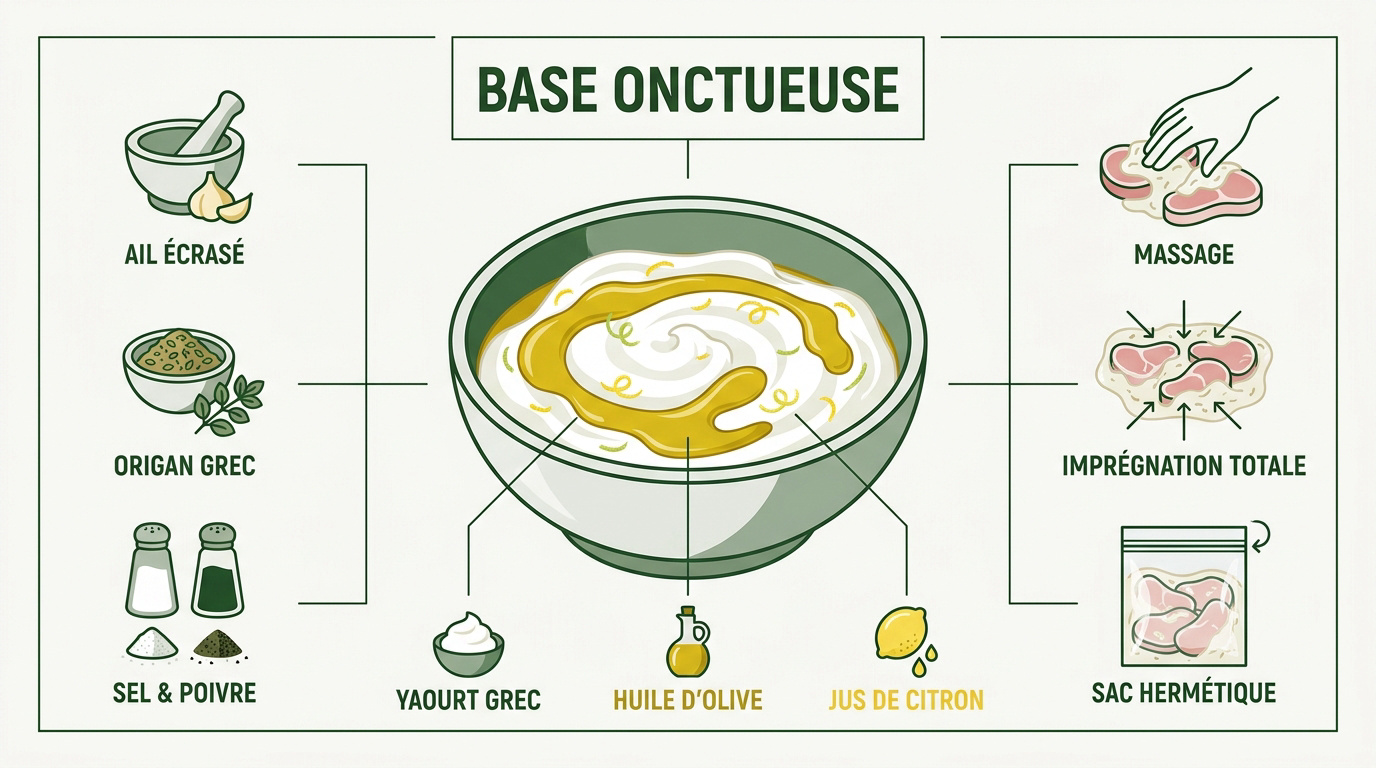 Marinade onctueuse au yaourt grec et herbes méditerranéennes pour viande de porc