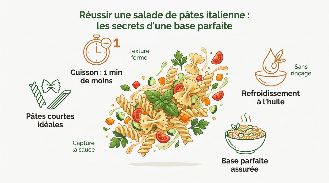 Salade de pâtes italienne fraîche avec mozzarella et basilic