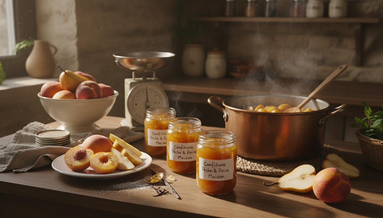 découvrez notre recette simple et inratable de confiture maison pêche-poire pour un délicieux moment gourmand à partager.