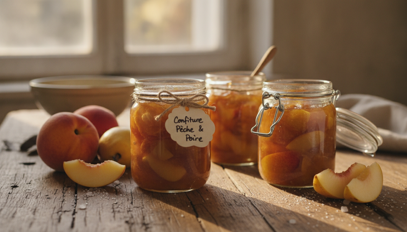 découvrez notre recette simple et inratable de confiture maison pêche-poire, pour un délicieux goût fruité à savourer toute l'année.