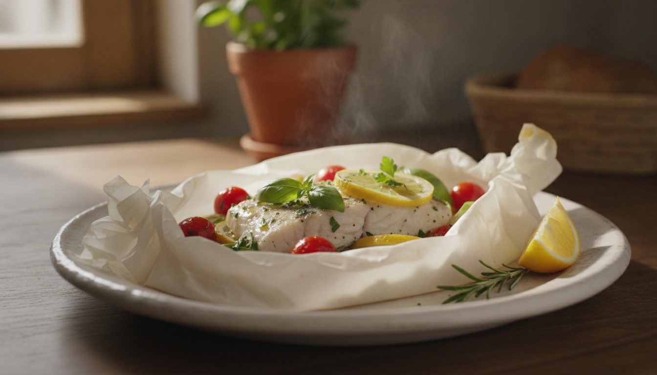 découvrez notre recette de papillote de poisson façon italienne, savoureuse et légère, prête en moins de 20 minutes pour un repas rapide et délicieux.